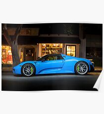 Electric Blue Porsche 918 Spyder Poster