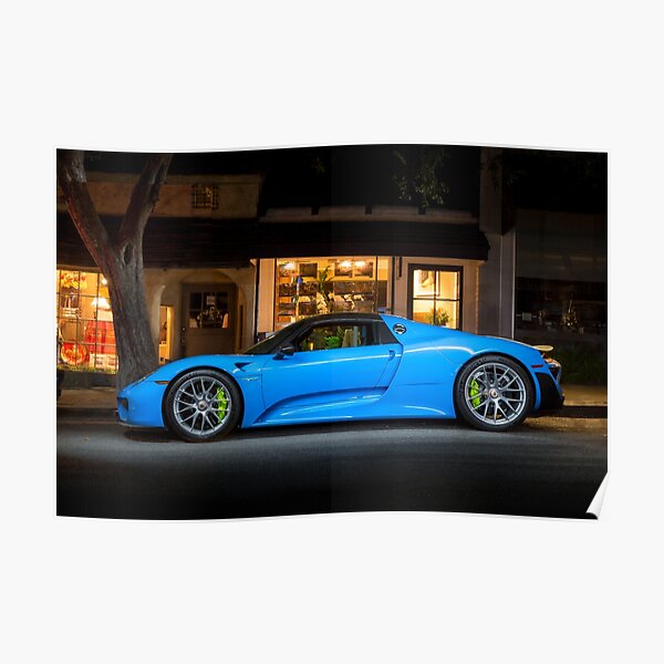 Electric Blue Porsche 918 Spyder Poster