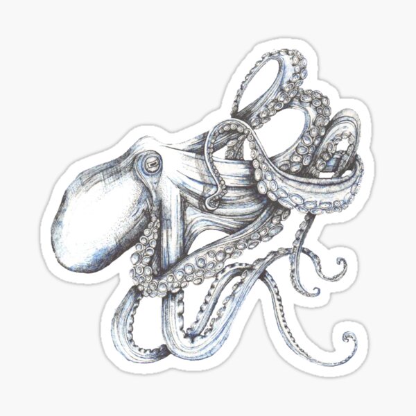 Item preview, Octopus on blue designed and sold by krisevansart.