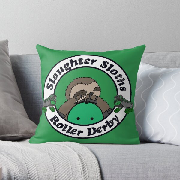 Salughter Sloths Roller Derby Scrim Top 2 Throw Pillow
