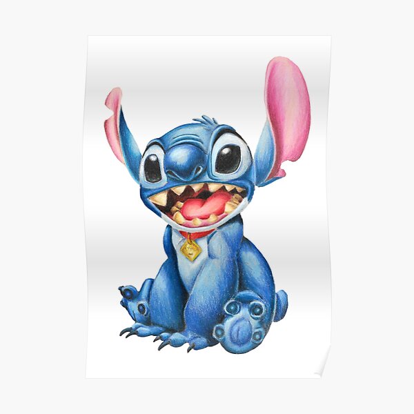 Stitch - Colored pencils Poster