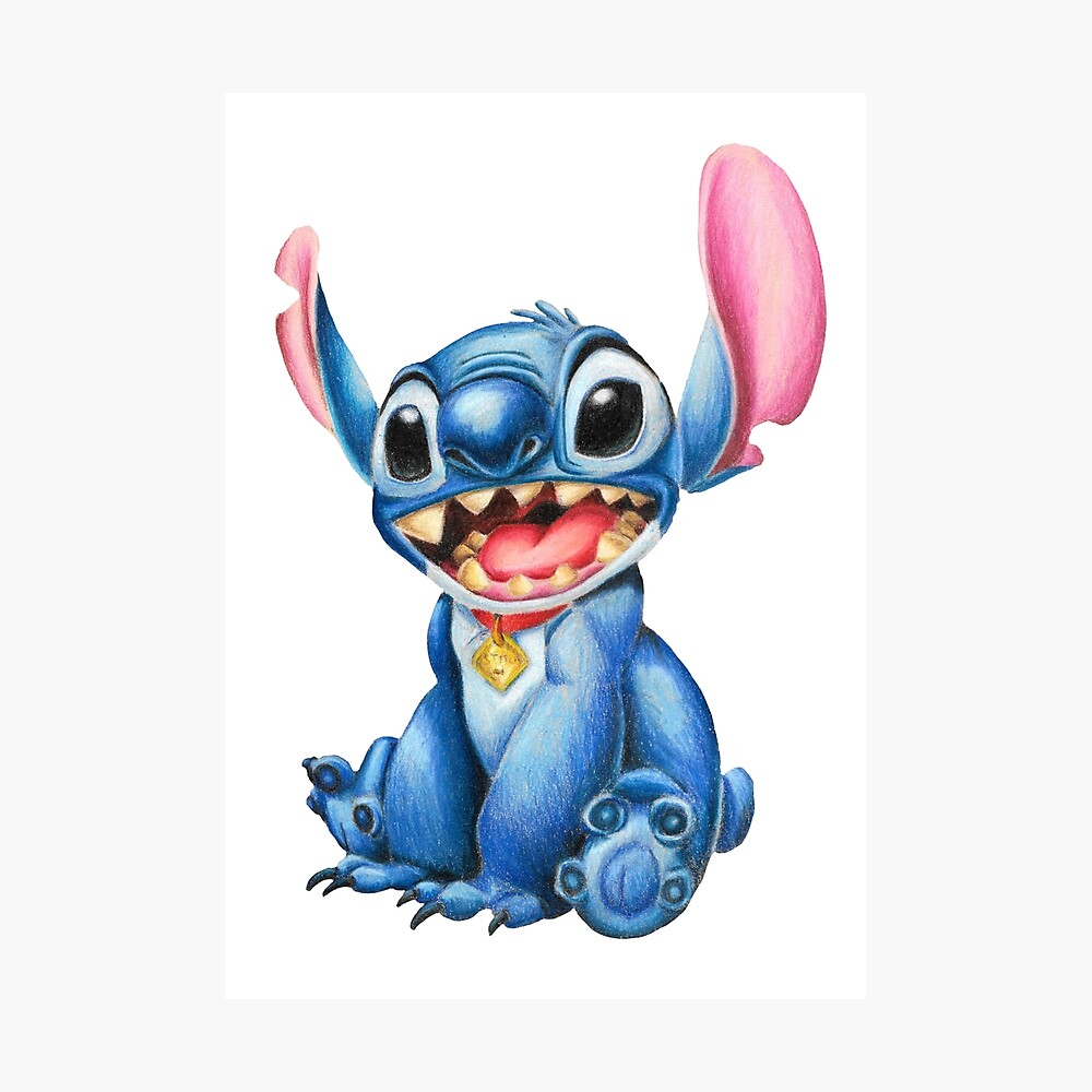 Dessin Stitch à Imprimer En Couleur Poster for Sale avec l'œuvre « Stitch - Crayons de couleur » de l'artiste SabinasArts | Redbubble