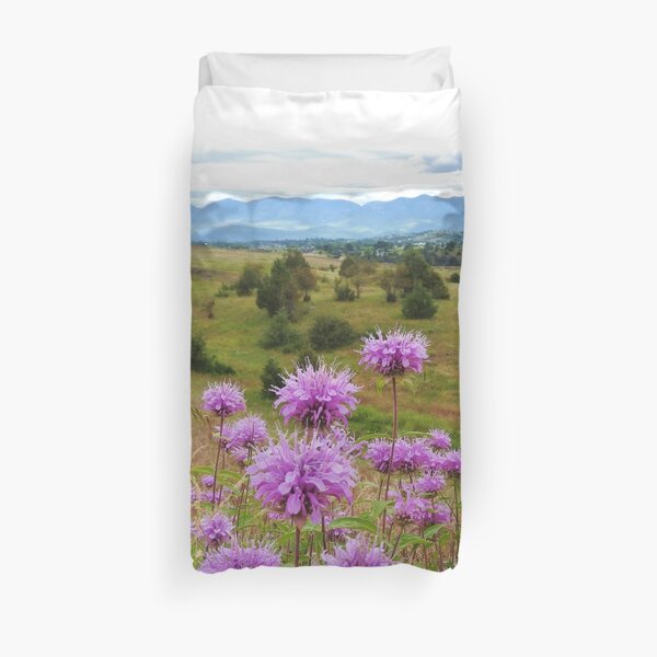Mission Mountains and Horsemint Duvet Cover