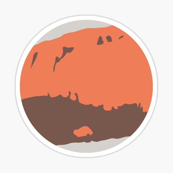 Minimal Flat Planets - Mars Sticker