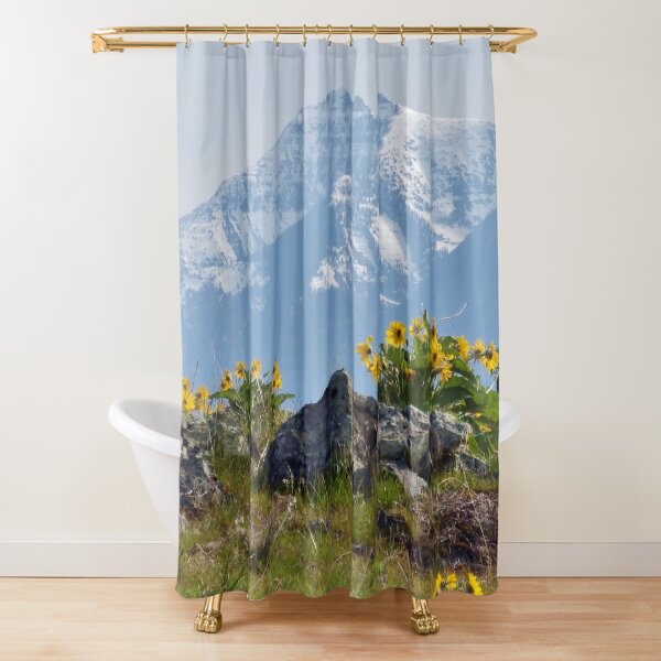 Mission Mountains Balsamroot Shower Curtain