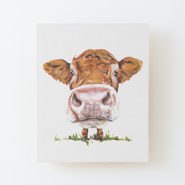 Cute Cow Wood Mounted Print