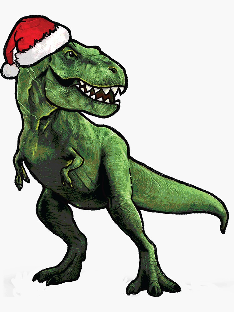 "Scary Santa TRex Christmas Holiday Dinosaur Design design" Sticker by