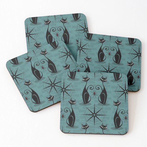 Item preview, Retro Spooky Meow II on Blue designed and sold by studioxtine.