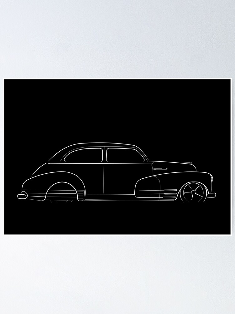 1947 Chevy Fleetmaster - profile stencil, white Poster for Sale by  mal-photography