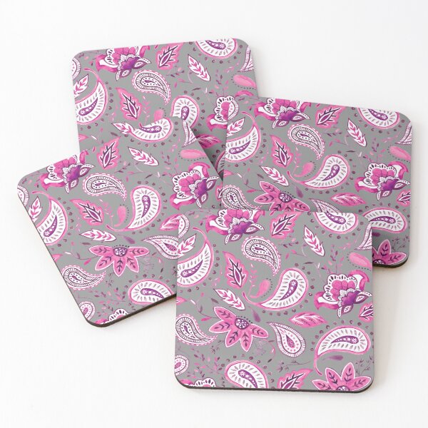 Item preview, Watercolor Pink Floral Paisley - Gray designed and sold by Beatitudes Design.