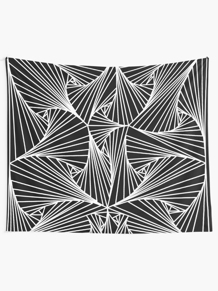 Black And White 3D Line Illusion Drawing Geometric Pattern Art