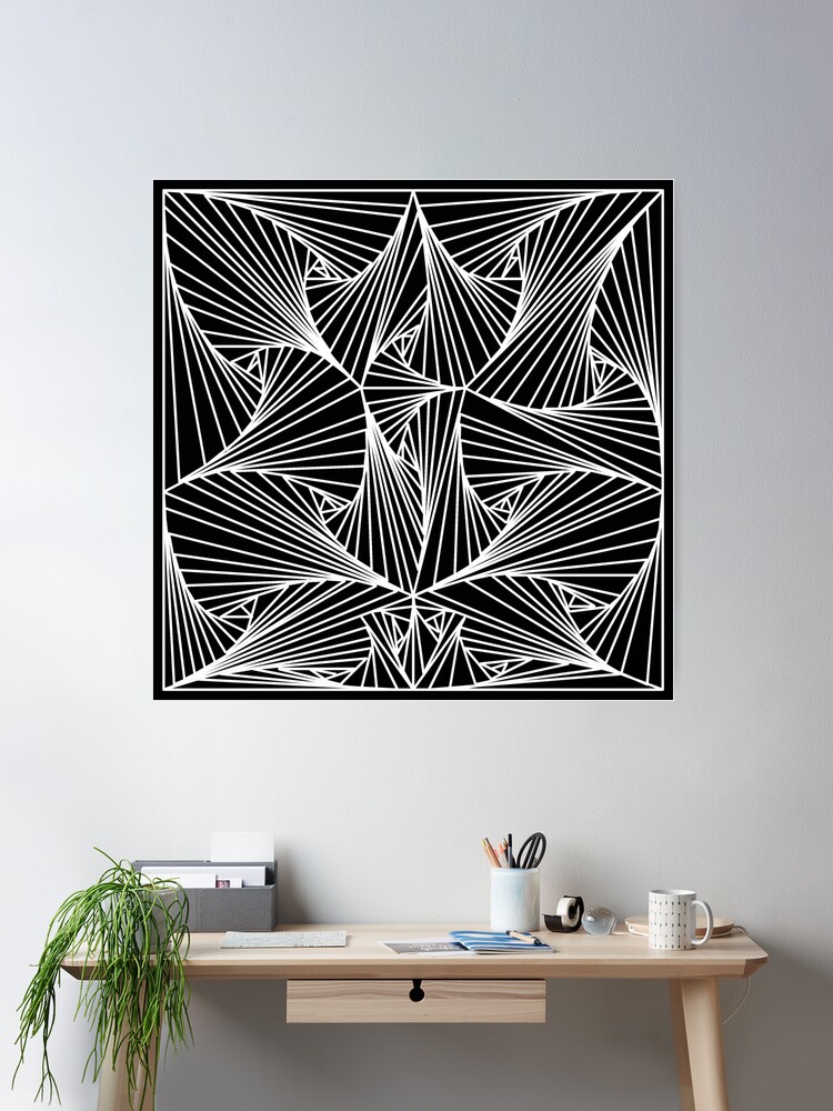 Black And White 3D Line Illusion Drawing Geometric Pattern Notebook by  PrintPix