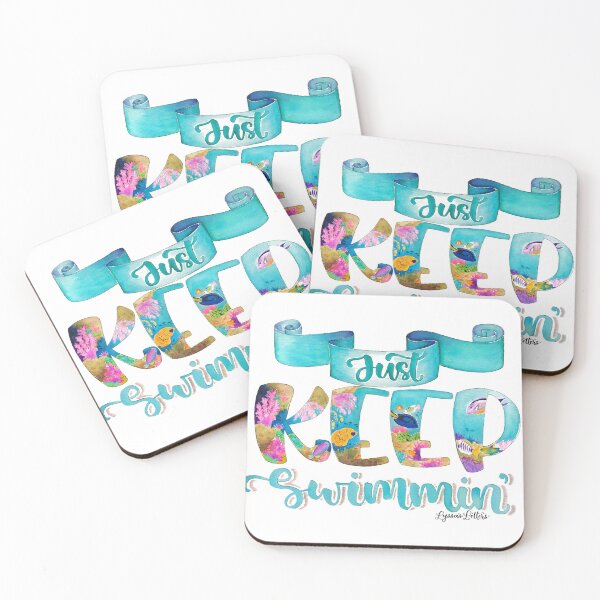 Item preview, Watercolor Lettering Artwork: "Just Keep Swimmin'" designed and sold by Lyssa's  Letters.