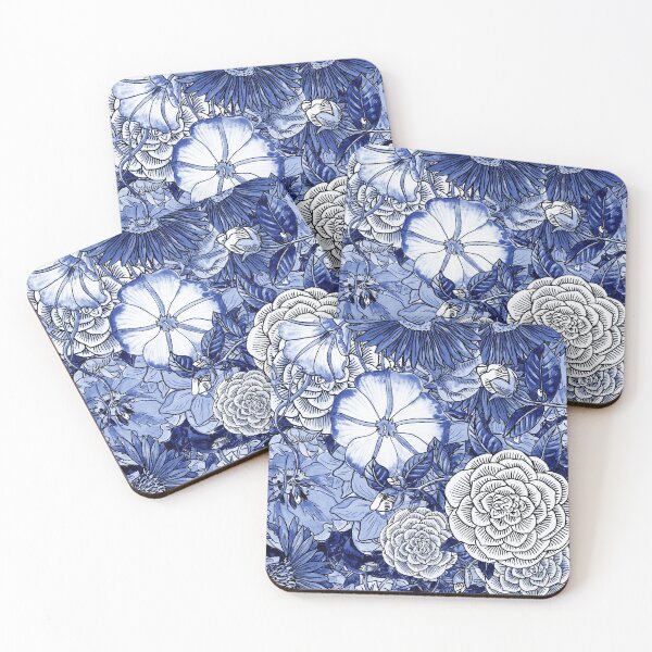Artikelvorschau, Ultramarine Blue Botanical Aquarell Blumen Garten Blumenbeet III entworfen und verkauft von Irina Sztukowski.