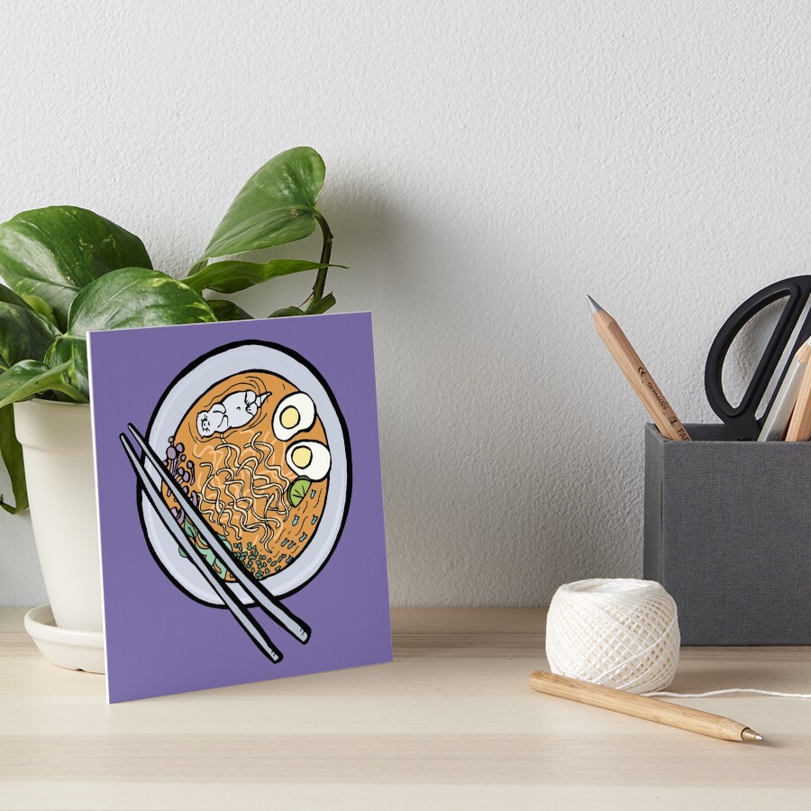 Sea Otter Swimming In Bowl of Ramen Art Board Print