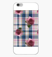 Plaid w/roses iPhone Case