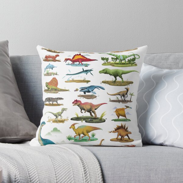 Dinosaur Poster for Kids Throw Pillow
