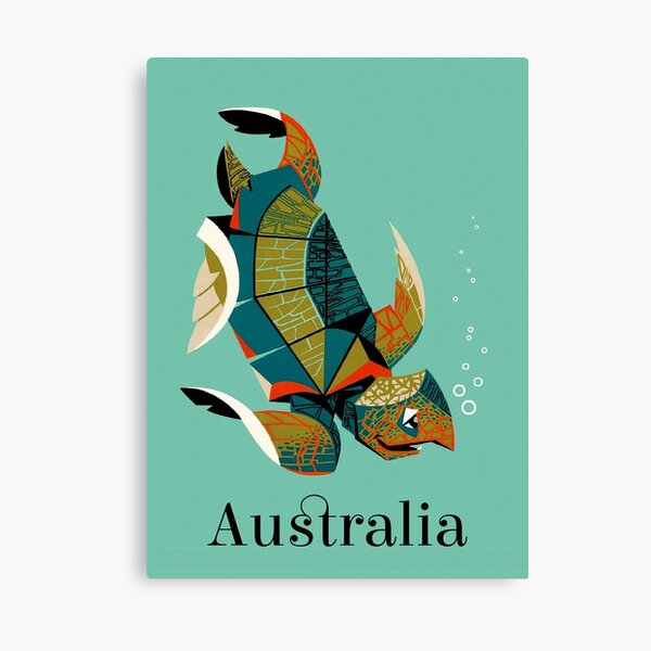 Vintage Australia travel poster Australian Sea Turtle Canvas Print