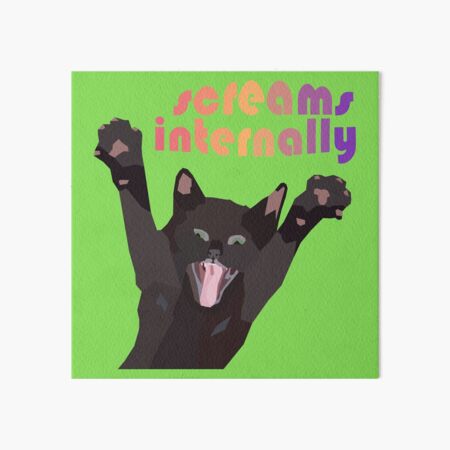 Screams Internally - Black Cat Screaming Arms Up Art Board Print