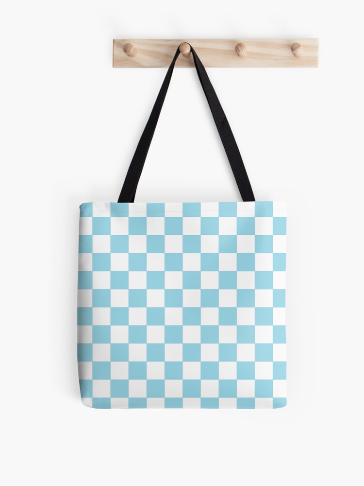 Checkered Pastel Blue and White Tote Bag for Sale by lornakay
