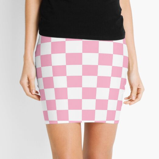 Pink checkered shop pencil skirt