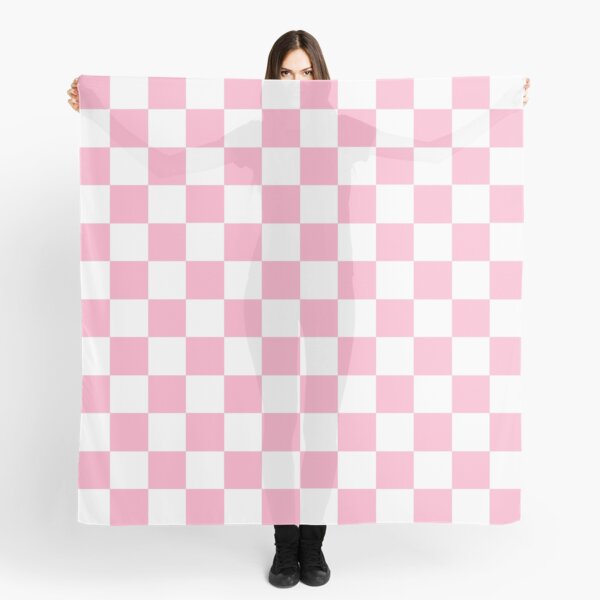 Checkered Pink and White Scarf