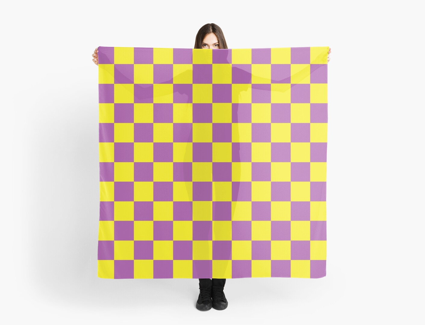 purple and yellow plaid scarf