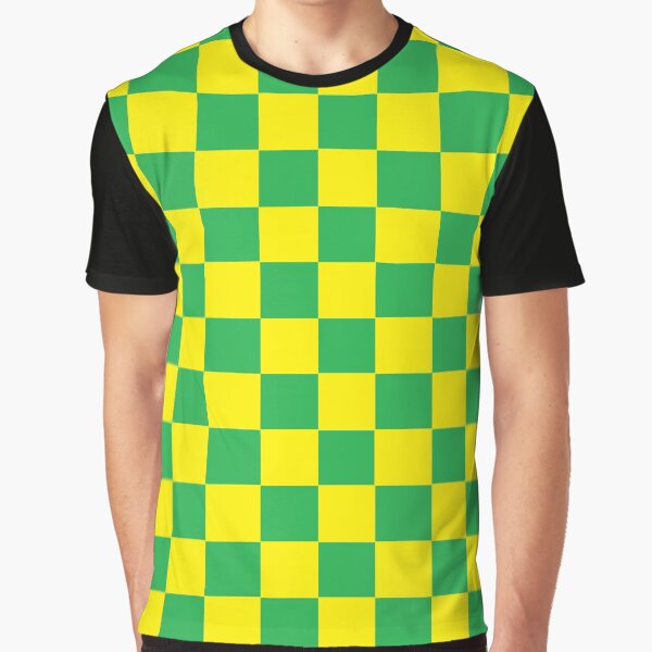 Checkered Green and Yellow Graphic T-Shirt