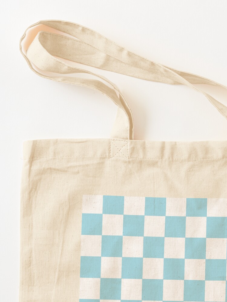 Checkered Pastel Blue and White Tote Bag for Sale by lornakay