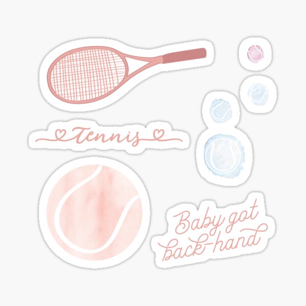 Tennis autocollant tennis aquarelle rose pêche Sticker
