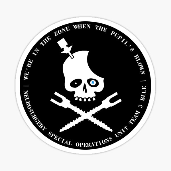 Vista previa del artículo con la obra «Equipo especial de operaciones de neurocirugía 5, blanco sobre negro, con lema», diseñado y vendido por linfj.