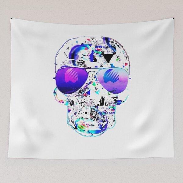 Item preview, Polarized Skull Reflecting a Vaporwave Landscape designed and sold by EightWinds.