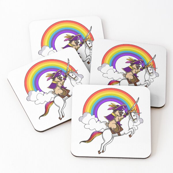 Item preview, Pug Dog Pirate Riding Unicorn designed and sold by underheaven.