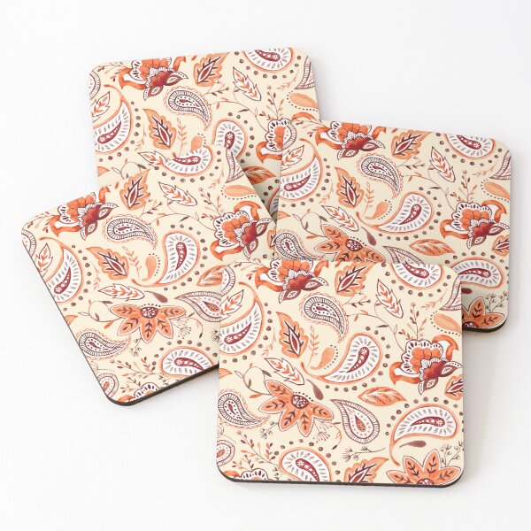 Item preview, Watercolor Coral Floral Paisley - Beige designed and sold by Beatitudes Design.