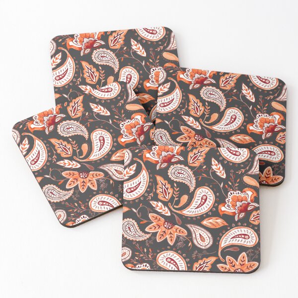 Item preview, Watercolor Coral Floral Paisley - Dark Gray designed and sold by Beatitudes Design.
