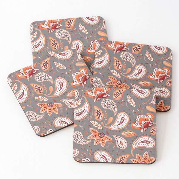 Item preview, Watercolor Coral Floral Paisley - Gray designed and sold by Beatitudes Design.
