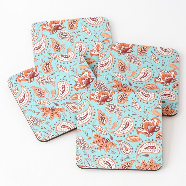 Item preview, Watercolor Coral Floral Paisley - Teal designed and sold by oppositedge.