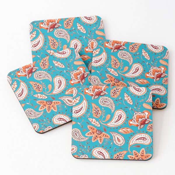 Item preview, Watercolor Coral Floral Paisley - Turquoise designed and sold by oppositedge.