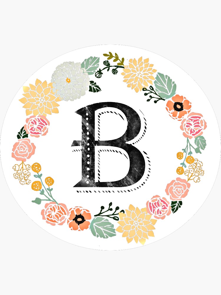 "floral monogram" Sticker by DesignsByCat Redbubble
