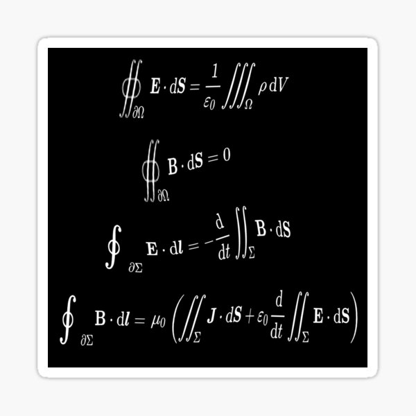 Maxwell's equations, #Maxwells, #equations, #MaxwellsEquations, Maxwell, equation, MaxwellEquations, #Physics, Electricity, Electrodynamics, Electromagnetism Sticker