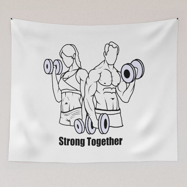Item preview, Strong Together Male Female Bodybuilders All Natural Muscle Physique Double Dumbbell Curls designed and sold by 108dragons.