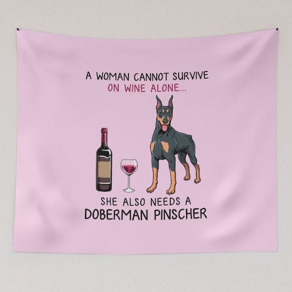 Item preview, Doberman Pinscher and wine Funny dog designed and sold by TeeDoozy.