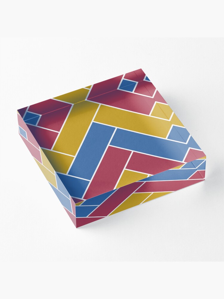 Alternate view of Geometric Pattern: Herringbone: Summer Acrylic Block