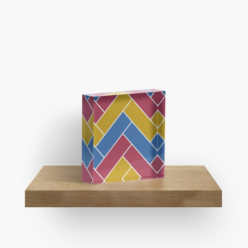 Geometric Pattern: Herringbone: Summer Acrylic Block