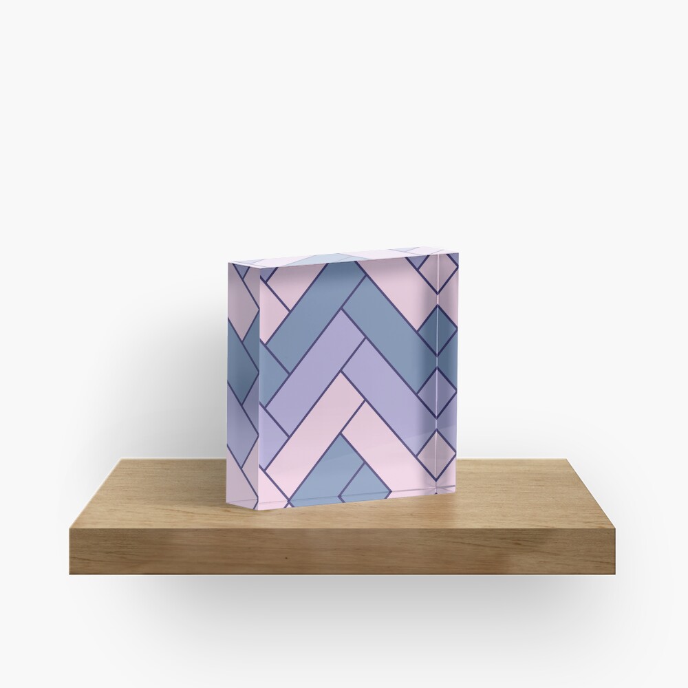 Geometric Pattern: Herringbone: Iris Acrylic Block