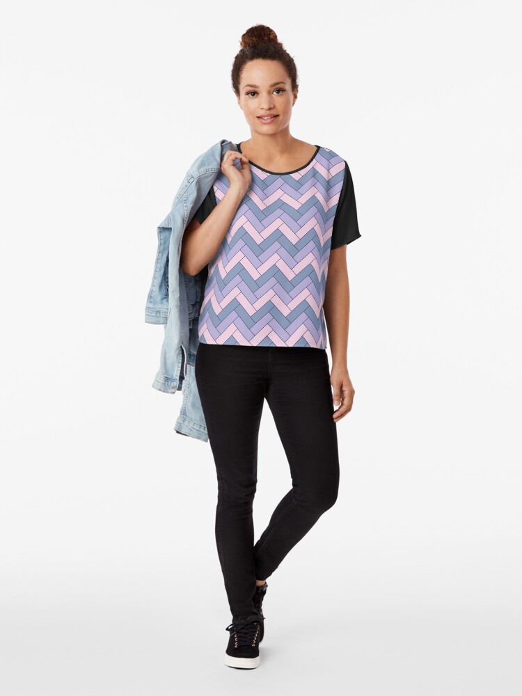 Alternate view of Geometric Pattern: Herringbone: Iris Chiffon Top
