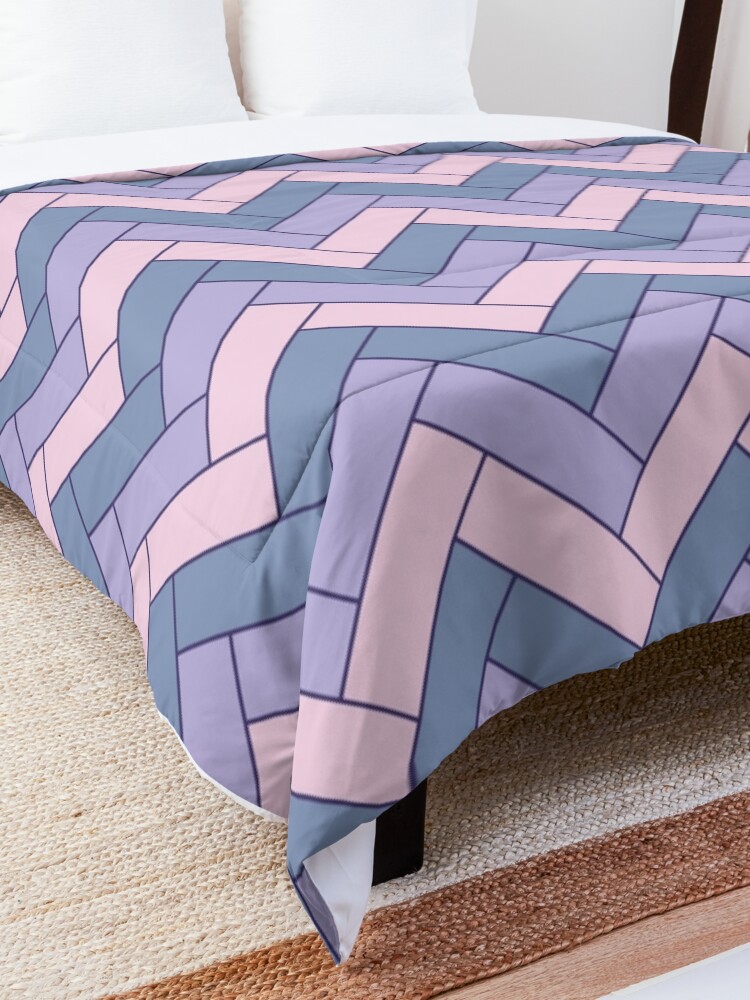 Alternate view of Geometric Pattern: Herringbone: Iris Comforter