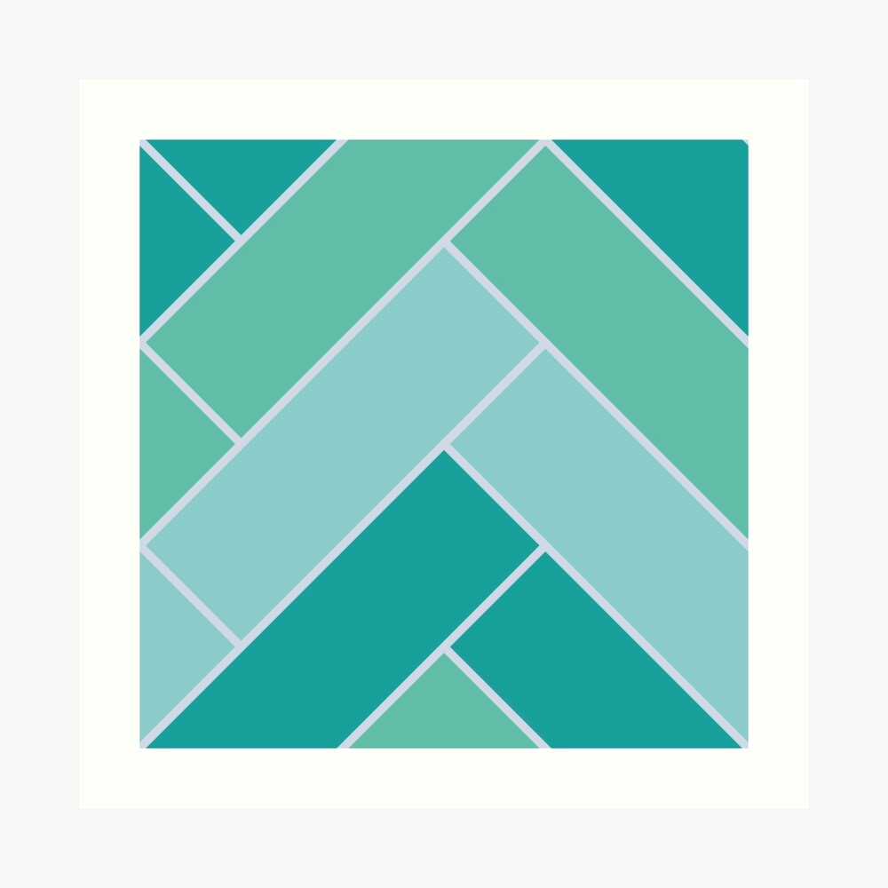 Geometric Pattern: Herringbone: Moss Art Print