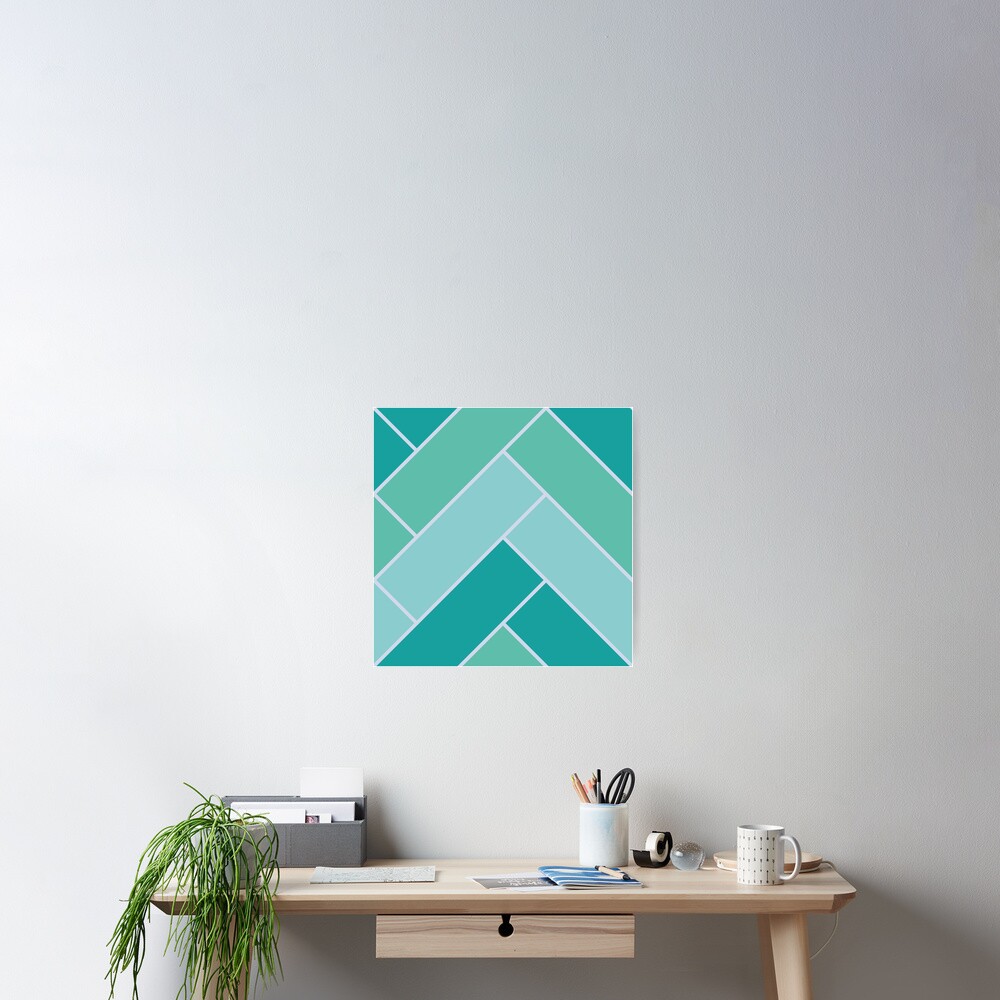 Geometric Pattern: Herringbone: Moss Poster