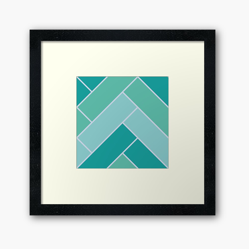 Geometric Pattern: Herringbone: Moss Framed Art Print